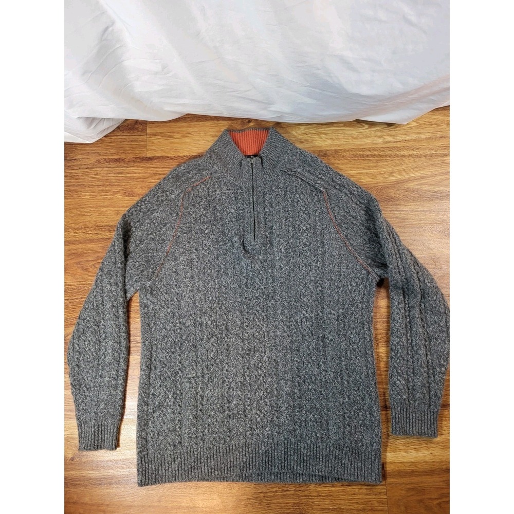 Glen Lyon‎ Cashmere 1/4 Zip Sweater Mens L Long Sleeve Pullover Gray Cable Knit